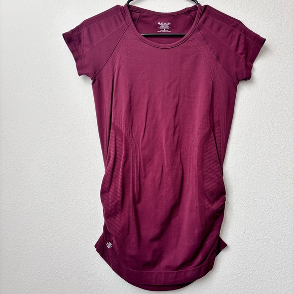 Athleta Maroon Speedlight Short Sleeve Workout Tee- Size S - Picture 2 of 10
